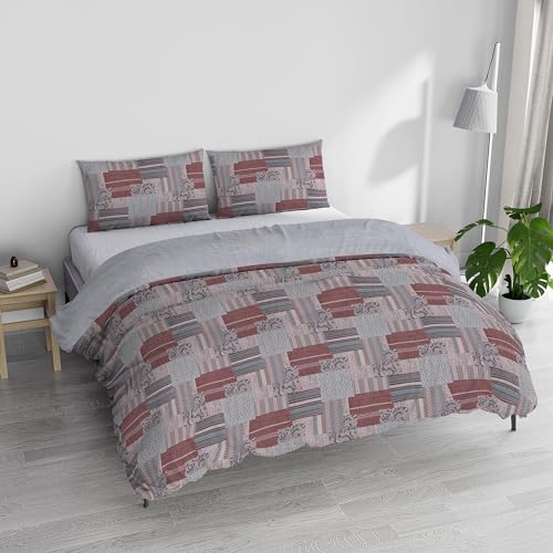 Italian Bed Linen Athena Duvet Cover Set, 100% Cotton, LUCY Red, Double