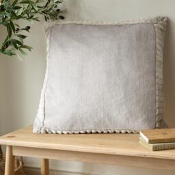 Catherine Lansfield Velvet and Faux Fur Soft Touch 55x55cm Cushion Natural