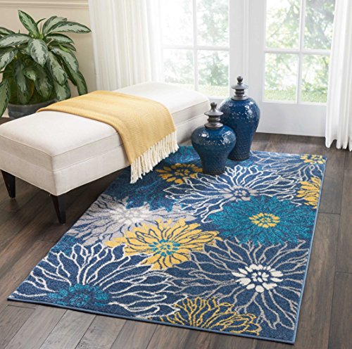"Nourison Passion Floral Floral Blue 4' x 6' Area Rug 3'9"" x 5'9"""