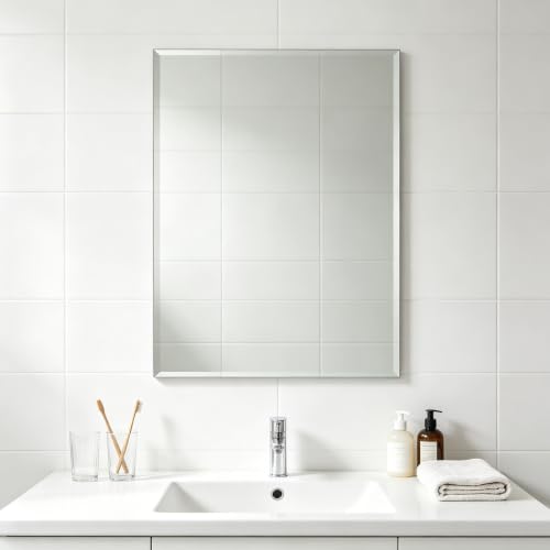 "Ruomeng Wall Mirror Beveled Edge Frameless Mirror 24??? x 32"" Wall Mounted Mirror for Bathroom Vanity and Entryway"