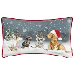 Evans Lichfield Christmas Dogs Piped Cushion Cover