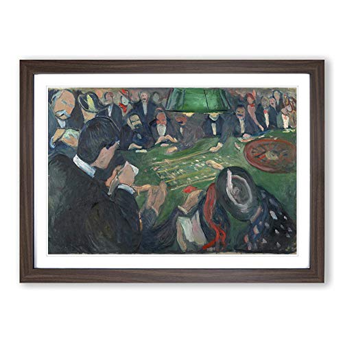 Edvard Munch at The Roulette Table Framed Print - A2 Walnut Framed Wall Art - Ready to Hang - Modern Nature Picture - Living Room Bedroom Lounge Office