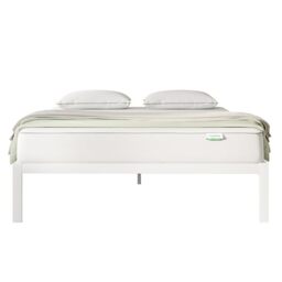 Novilla 30.5cm Metal Bed Frame, Platform Bed Frame with Noise-Cancell Design, Engineered Wood Slat Support, Solid Support Legs, Easy Assembly, Underbed Storage Space 120x200cm, White