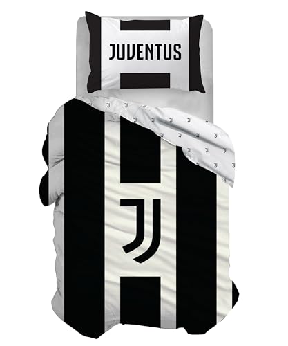 hermet Juventus F.C. Single Cotton Duvet Cover Set, 100% Cotton, 155 x 200 cm, Pillowcase 50 x 80 cm, Official Product, No Fitted Sheet
