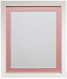 FRAMES BY POST Rio Picture Photo Frame, MDF Wood, White with Pink Mount, A4 Inch Image Size 10 x 6 Inch Plastic Glass