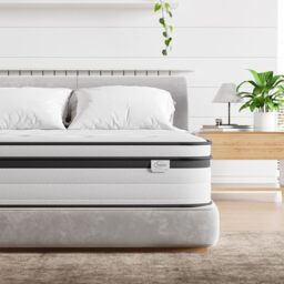 TeQsli Double Mattress 4FT6 Gel Memory Foam Pocket Sprung Orthopedic Mattress Edge Support & Motion Isolation Spring Hybrid Double Mattresses - Medium Firm Feel 135x190x22 cm