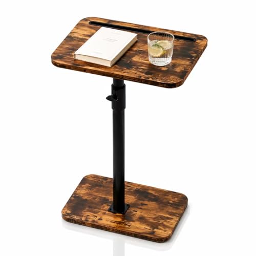 JADUFHU Adjustable Height C Shaped Side Table, 360° Rotatable Narrow End Table, Space Saving Portable Snack Side Table for Living Room Bedroom Sofa Bedside Home Office