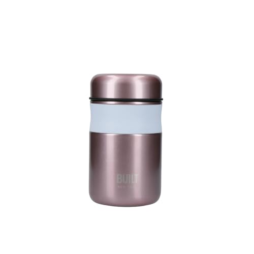 Built Double Wall Insulated Food Flask for Hot and Cold Foods, BPA Free 18/8 Stainless Steel, Light Pink, Rose Pink, 490ml