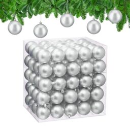 Relaxdays Christmas Baubles, Set of 100, Festive Tree Ornaments, D: 6 cm, Holiday Decorations, Plastic, Matte, Silver