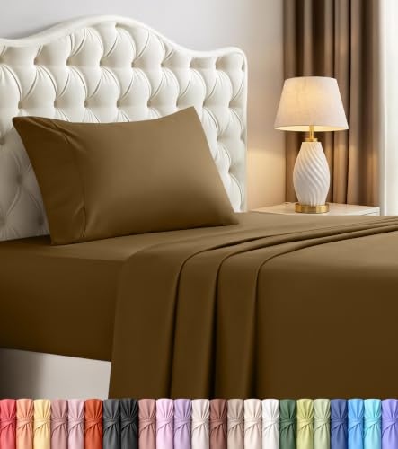 Utopia Bedding Twin Sheet Set ??? 3 Piece Bed Sheets for Cal King Size Bed, Soft and Breathable Microfiber, Includes 1 Fitted Sheet, 1 Flat Sheet and 2 Pillowcases (Mocha)