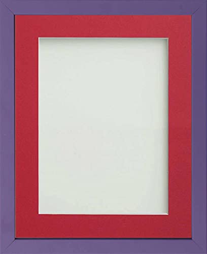 Frame Company Jellybean Range Purple Wooden 16x12 inch Picture Photo Frame with Red Mount for Image 12x8 inch * Choice of Colours & Sizes* Fitted with Perspex