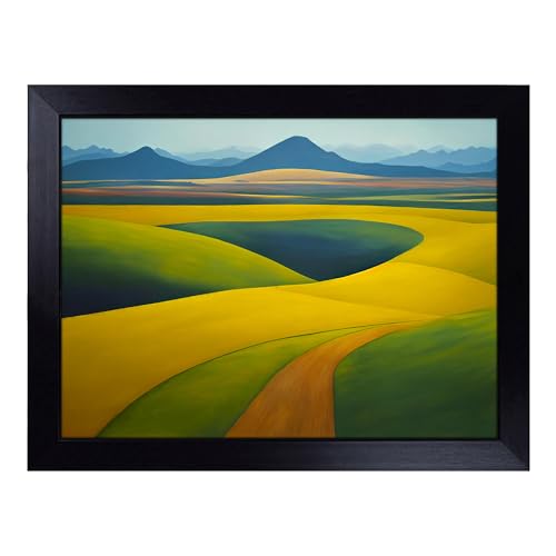 Lap Tray with Bean Bag Cushion, Spring Meadow Landscape View - Handmade in the UK, Raised Wooden Edge, Padded Cushion, Heat-Resistant Wipe-Clean Surface, for Meals, Laptops and Crafts