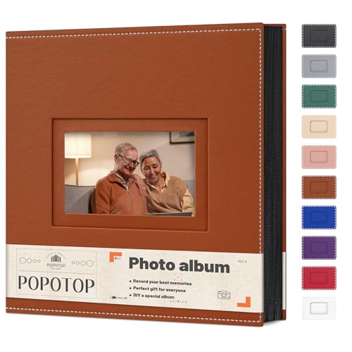 Popotop Photo Album 4x6 500 Pockets with Leather Hardcover Cover, Large Photo Album Binder Book with 50Pcs Pages for Family Travel Wedding Baby Gifts