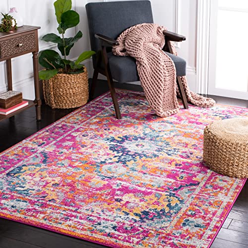 Safavieh Boho Rug for Living Room, Dining Room, Bedroom - Madison Collection, Short Pile, in Fuschia and Gold, 122 x 183 cm