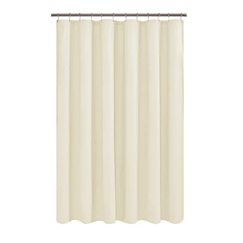 Mrs Awesome Extra Long Water-Repellent Embossed Microfiber Shower Curtain Liner, Water Repellent, Odorless and Soft Feeling, 71x96 inch, Cream