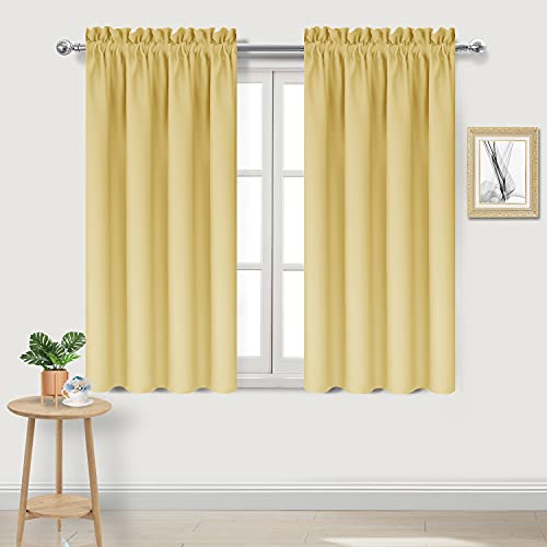 DWCN Blackout Curtains for Bedroom ??? Rod Pocket Thermal Insulated Noise Reducing Noise Reducing Drapes for Living Room, W 42 x L 54 Inch, 2 Panels, Light Yellow