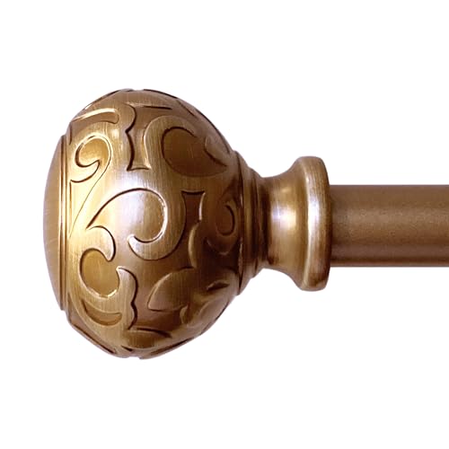 Sorrento 26-48 Inch Adjustable Curtain Rod Set, 5/8 Inch Diameter in Vintage Brass