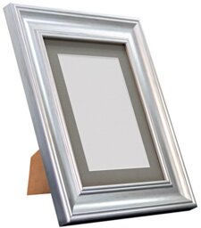 FRAMES BY POST Scandi Vintage Picture Photo Frame, Recycled Plastic, Silver with Dark Grey Mount, 45 x 30 cm Image Size 14 x 8 Inch