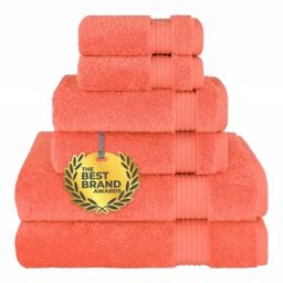 Cotton Paradise 6 Piece Towel Set, 100% Cotton Soft Absorbent Turkish Towels for Bathroom, 2 Bath Towels 2 Hand Towels 2 Washcloths, Coral Towel Set