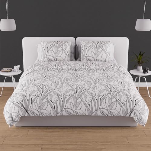 Soleil d'ocre, Togo Cotton Duvet Cover Set, 57 Thread Count, 260 x 240 cm, White