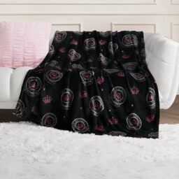 "Juicy Couture - Throw Blanket, Juicy Emblem, Plush and Cozy, Decorative Blankets for Sofas, Chairs and Beds, Luxurious and Soft, Chic Home Decor, Measures 50"" x 70"", Emblem Black"