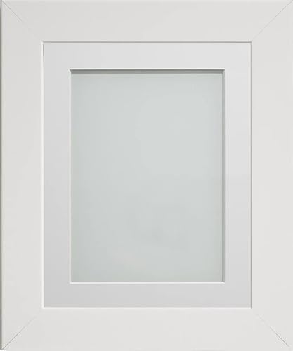 Frame Company Watson White Picture Photo Frame fitted with Perspex, 9x7 inch with Off-White Mount for image size 8x6 inch