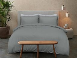 Sleepdown 100% Bamboo Cotton Plain Charcoal Duvet Cover Quilt Pillow Cases Bedding Set Soft Easy Care - Super King (220cm x 260cm)