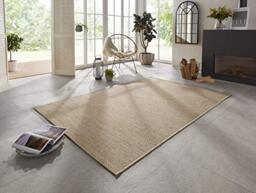 ELLE Caen Indoor and Outdoor Rug 120 x 170 cm - Handmade Look Modern Design Flat Weave - Weatherproof for Patio, Balcony, Living Room, Kitchen, Office and Bedroom in Natural Brown