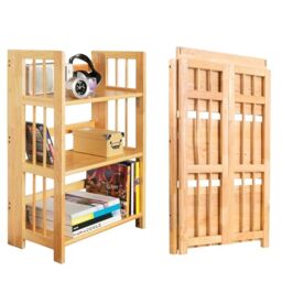 Premier Housewares Shelving Unit Modern Garage Storage 3 Tier Shed Shelving Folding Bathroom Organiser Racking Storage Shelving Unit 96h X 70w X 30d, Natural