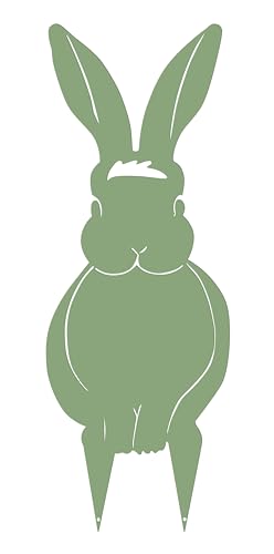 Louis Moulin Rabbit Figurine - Outdoor Decoration Epoxy Steel, Made in France, 43.5 cm, Frost and UV Resistant, Pale Green