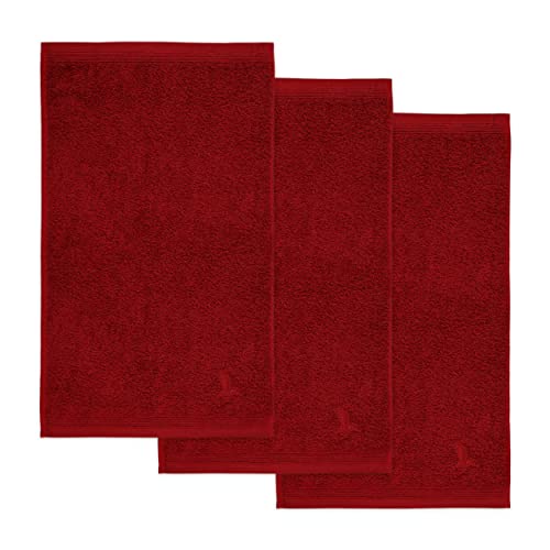 Möve 3er set Superwuschel guest towel 30 x 50 cm made of 100% cotton, ruby