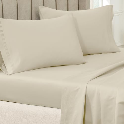 100% Premium Long-Staple Combed Cotton 650 Thread Count, Standard 2-Piece Pillowcase Set, Single Ply, Solid, Ivory
