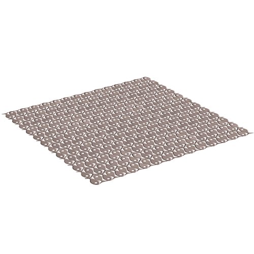 TATAY Bath Mat, Non-slip, PVC with Suction Cups, Resistant to Mold and Microbes, Anti-Bacterial, Pisces Design, Taupe. Measures 54 x 54 cm