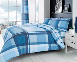 GAVENO CAVAILIA Premium Bedding Set and Pillowcases, Easycare Reversible Quilt Duvet Cover, Waverly Check Blue, Double size, Cotton, 521242