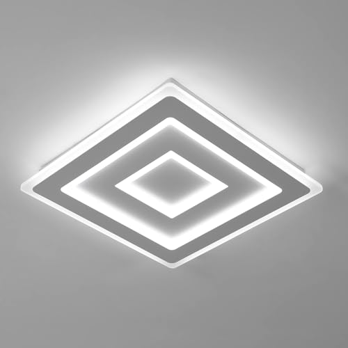 Comely Modern Square LED Ceiling Light, 52W 5850LM Acrylic LED Ceiling Lamp, White Ceiling Lighting for Bedroom, Living Room White Light 6500K, 40cm