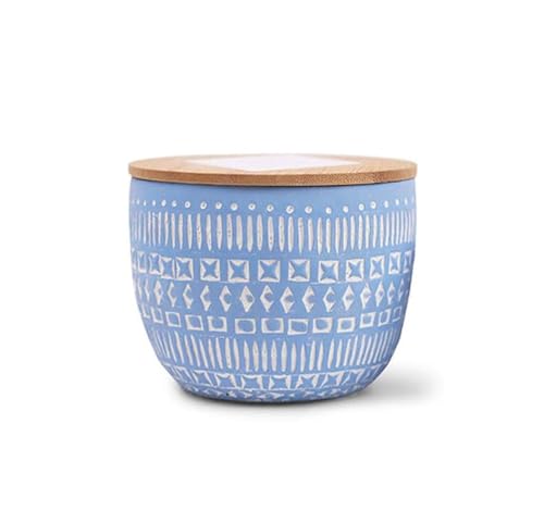 Paddywax Scented Candles Desert-Inspired Sonora Range Candle in Reusable Etched Concrete Pot with Wooden Lid, 283g - 3-Wick, Wisteria & Willow