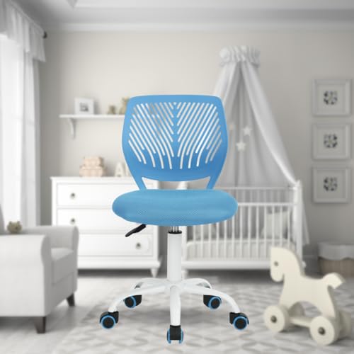 FurnitureR Kids Desk Chair Versatile Office Chair Armless Adjustable Height Adjustable Study Chair Colorful Swivel Chair for School and Home Office, Candy Blue