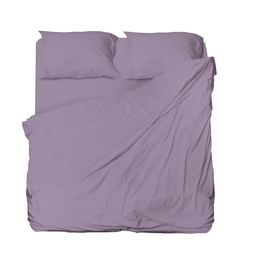 hermet Microfibre Double Bed Sheet Set, Lilac, Complete Bed, Top Sheet, Fitted Sheet, Pair of Pillowcases, Winner