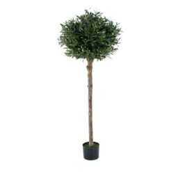 Artificial Olive Tree, Topiary Faux Tree, Premium Quality Real Wood Trunk, Natural Appearance Leaves, UV Protected, Indoor and Outdoor Use