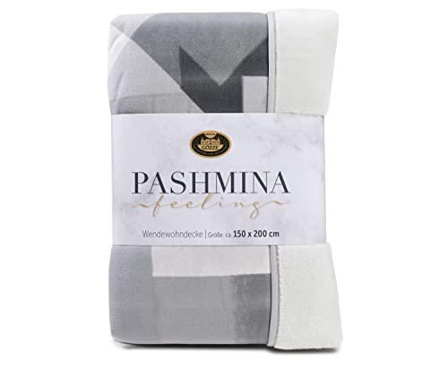 Gözze - Cosy Blanket, Pashmina Feel, Reversible, 460 g/m², 150 x 200 cm - Ash