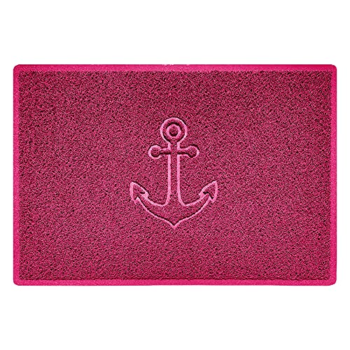 Nicoman Anchor Embossed Shape Door Mat Dirt-Trapper Washable Barrier Doormat-(Use Indoor or Sheltered Outdoor)-(90x60cm/3x2ft,Large) Pink