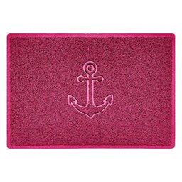 Nicoman Anchor Embossed Shape Door Mat Dirt-Trapper Washable Barrier Doormat-(Use Indoor or Sheltered Outdoor)-(90x60cm/3x2ft,Large) Pink