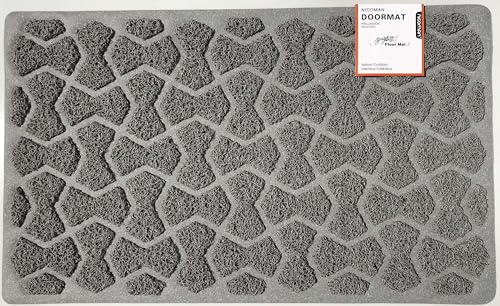 Nicoman Bow-Tie Shape Doormat｜Open Construction Drainage Mat｜For Outdoor Use ONLY(75x44cm, GREY, Use Outdoor Only)