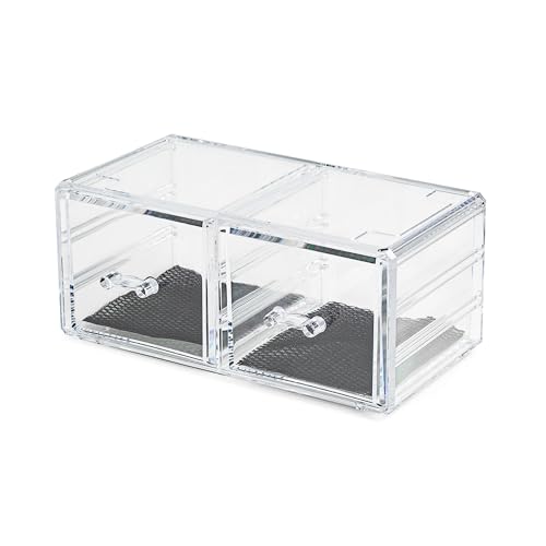 Compactor Make Up and Jewellery 2 Drawer Organiser, Polystyrene, Transparent, 23.8 x 10.8 x 15.3cm, RAN8576