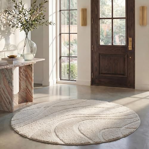Safavieh Florida Shag Collection Shaggy Rug for Living Room Dining Room Bedroom High Pile Cream 4ft x 4ft
