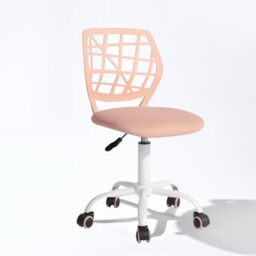 FurnitureR Compact Gaming Chair, Hollow PP Backrest, Adjustable Height, Ergonomic Swivel Sponge Seat, 5-Wheel Iron Base, for Teens & Kids Drawing, Gaming, Classroom, Pink, 38.5 x 40 x 87 cm