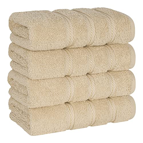 American Soft Linen, 6 Piece Hand Towel Set, 100% Turkish Cotton 16 in 28 in Hand Towels for Bathroom, Soft Absorbent Hotel Quality Quick Dry Hand Face Towels, Sand Taupe