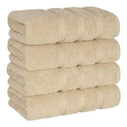 American Soft Linen, 6 Piece Hand Towel Set, 100% Turkish Cotton 16 in 28 in Hand Towels for Bathroom, Soft Absorbent Hotel Quality Quick Dry Hand Face Towels, Sand Taupe