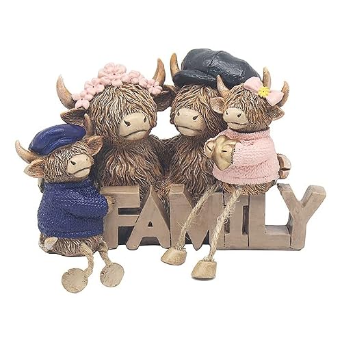 Lesser & Pavey Happy Highland Cow Family Decor Figurine - Charming Accent, Display Ornament, Beautiful Finish, Ideal for Home and Office Decor, Perfect Housewarming Gift
