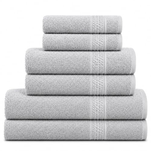 Komfortec Hand Towel Set 6 Pieces 100% Cotton Silver
